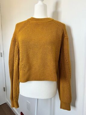 Proenza Schouler Mustard Crewneck Knit Sweater Cotton and Cashmere